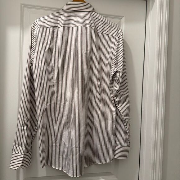 Boss Hugo Boss Tailored Striped Button Front Shirt Size 16.5 - Picture 4 of 9